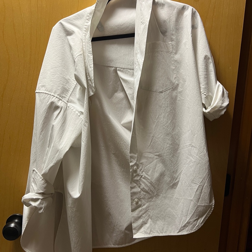 White Athleta Button-Up Shirt